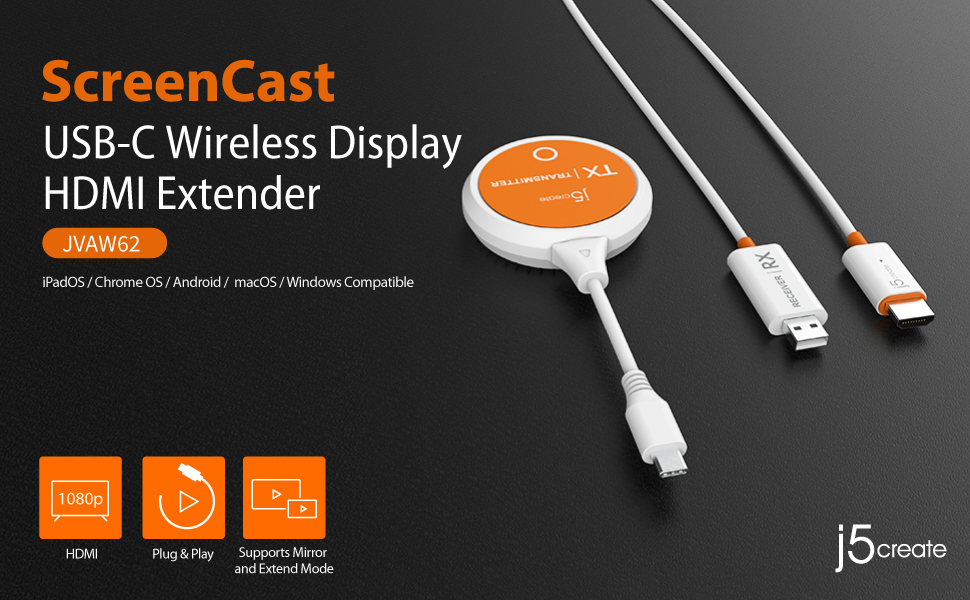 j5create ScreenCast USB-C wireless display adapter
