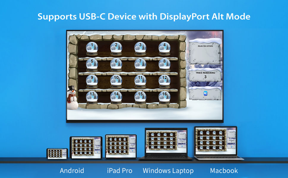 j5create ScreenCast works with Android, iPad Pro, Windows Laptop, and MacBook