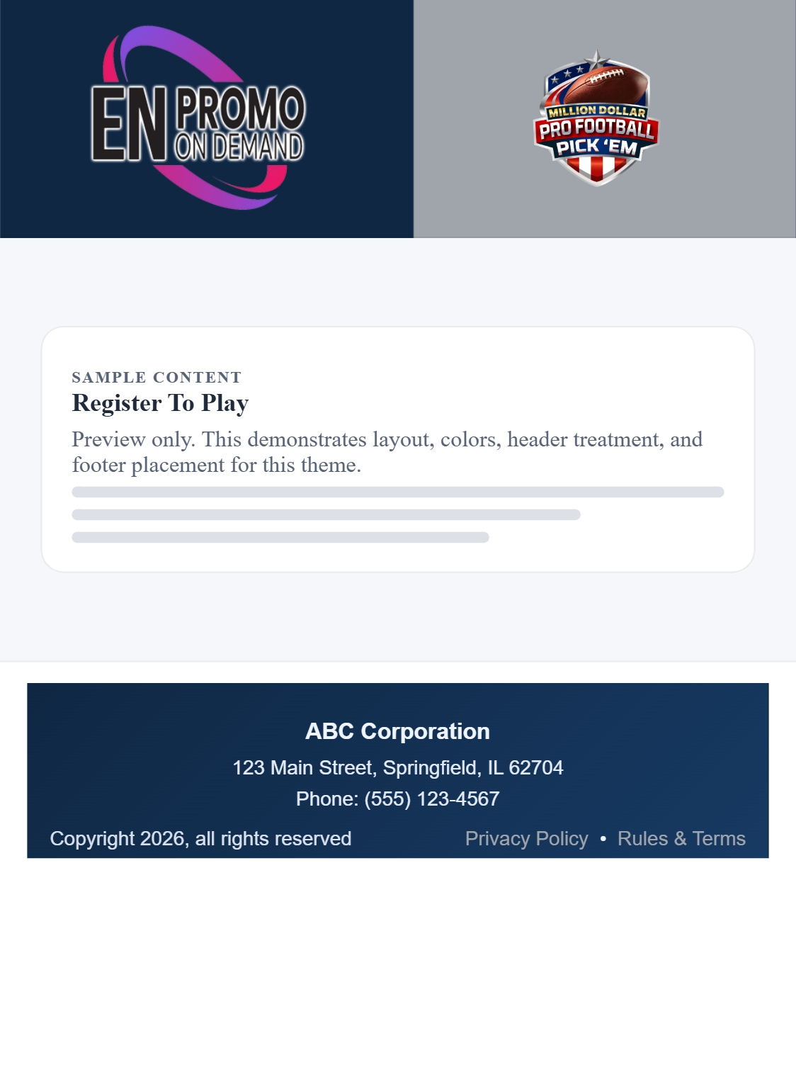Split Header sample layout